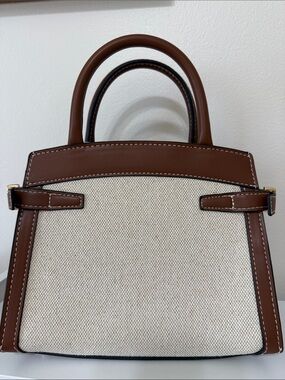 H&M Cream Canvas Satchel with Brown Leather Trim